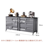 サイドボード スチール製 インダストリアルデザイン 収納キャビネット カップボード キッチン収納 バーカウンター リビング収納 幅80cm／150cm グリーン シルバー ブラック おしゃれ
