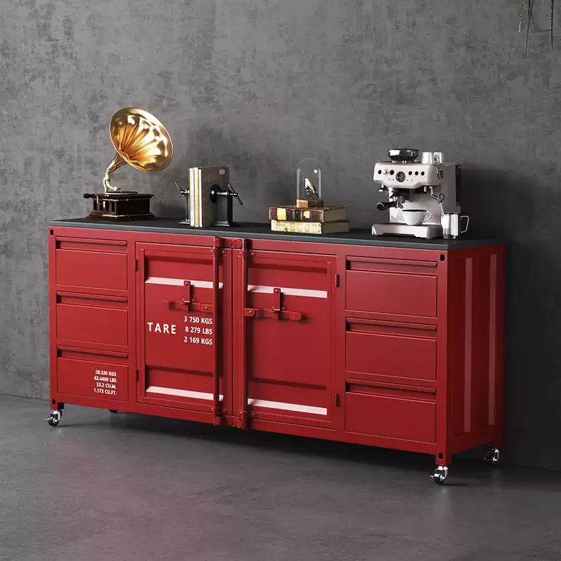 サイドボード スチール製 インダストリアルデザイン 収納キャビネット カップボード キッチン収納 バーカウンター リビング収納 幅80cm／150cm グリーン シルバー ブラック おしゃれ