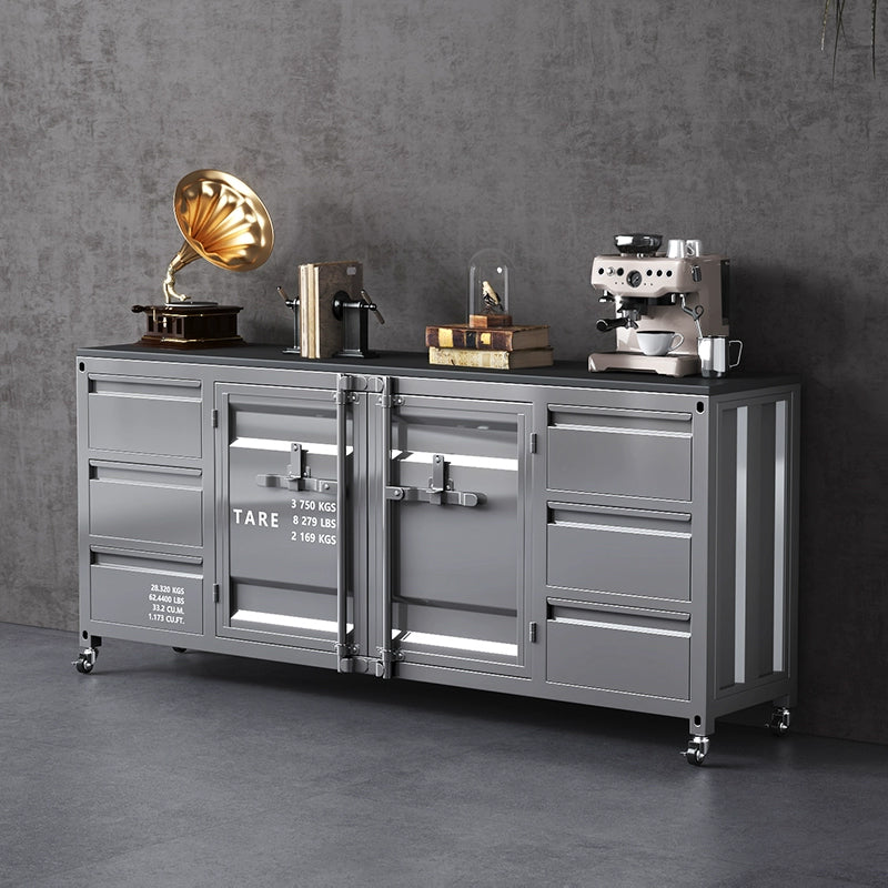 サイドボード スチール製 インダストリアルデザイン 収納キャビネット カップボード キッチン収納 バーカウンター リビング収納 幅80cm／150cm グリーン シルバー ブラック おしゃれ