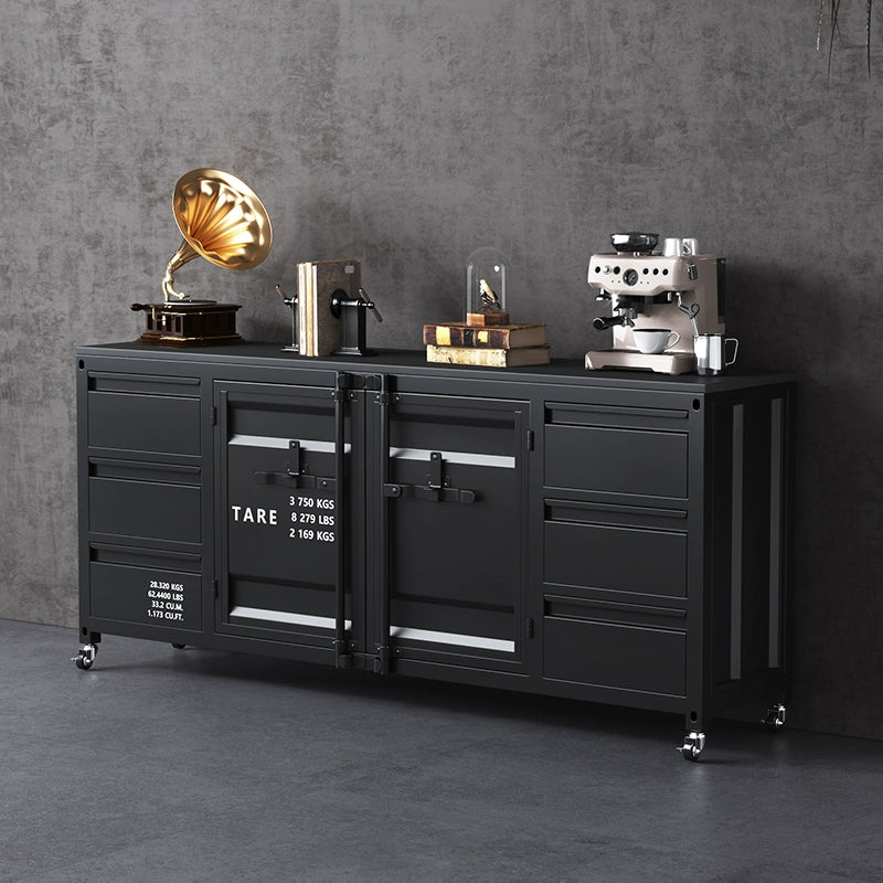 サイドボード スチール製 インダストリアルデザイン 収納キャビネット カップボード キッチン収納 バーカウンター リビング収納 幅80cm／150cm グリーン シルバー ブラック おしゃれ