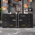 カウンターキャビネット スチール製 インダストリアルデザイン コンテナ風 収納キャビネット バーカウンター サイドボード カフェ 店舗用 幅80cm／120cm ブラック おしゃれ