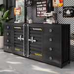 カウンターキャビネット スチール製 インダストリアルデザイン コンテナ風 収納キャビネット バーカウンター サイドボード カフェ 店舗用 幅80cm／120cm ブラック おしゃれ