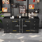 カウンターキャビネット スチール製 インダストリアルデザイン コンテナ風 収納キャビネット バーカウンター サイドボード カフェ 店舗用 幅80cm／120cm ブラック おしゃれ