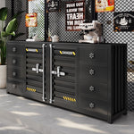 カウンターキャビネット スチール製 インダストリアルデザイン コンテナ風 収納キャビネット バーカウンター サイドボード カフェ 店舗用 幅80cm／120cm ブラック おしゃれ