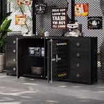 カウンターキャビネット スチール製 インダストリアルデザイン コンテナ風 収納キャビネット バーカウンター サイドボード カフェ 店舗用 幅80cm／120cm ブラック おしゃれ