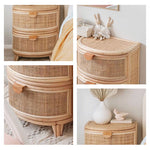 サイドテーブル,ナイトテーブル,ラタン,収納,リビング,寝室,ベッドルーム,木製,ナチュラル,ディテール