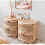 サイドテーブル,ナイトテーブル,ラタン,収納,リビング,寝室,ベッドルーム,木製,ナチュラル,風合い