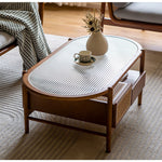 Casaconer | ローテーブル・ガラス・木製・ラタン・おしゃれ・北欧・韓国インテリア・リビング・収納・収納棚・110