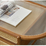 Casaconer | ローテーブル・ガラス・木製・ラタン・おしゃれ・北欧・韓国インテリア・リビング・収納・収納棚・110