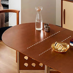 Casaconer | ダイニングテーブル・折りたたみ・4人・収納・奥行き80・幅150・おりたたみ・幅150cm・楕円・省スペース・食卓テーブル・作業台・モダンデザイン・スチール脚・ウォルナット/ナチュラル・おしゃれ・2~6人用・北欧