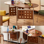 Casaconer | ダイニングテーブル・折りたたみ・4人・収納・奥行き80・幅150・おりたたみ・幅150cm・楕円・省スペース・食卓テーブル・作業台・モダンデザイン・スチール脚・ウォルナット/ナチュラル・おしゃれ・2~6人用・北欧