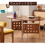 Casaconer | ダイニングテーブル・折りたたみ・4人・収納・奥行き80・幅150・おりたたみ・幅150cm・楕円・省スペース・食卓テーブル・作業台・モダンデザイン・スチール脚・ウォルナット/ナチュラル・おしゃれ・2~6人用・北欧
