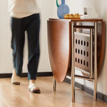 Casaconer | ダイニングテーブル・折りたたみ・4人・収納・奥行き80・幅150・おりたたみ・幅150cm・楕円・省スペース・食卓テーブル・作業台・モダンデザイン・スチール脚・ウォルナット/ナチュラル・おしゃれ・2~6人用・北欧