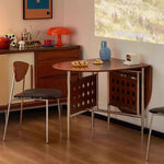 Casaconer | ダイニングテーブル・折りたたみ・4人・収納・奥行き80・幅150・おりたたみ・幅150cm・楕円・省スペース・食卓テーブル・作業台・モダンデザイン・スチール脚・ウォルナット/ナチュラル・おしゃれ・2~6人用・北欧