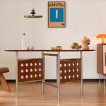 Casaconer | ダイニングテーブル・折りたたみ・4人・収納・奥行き80・幅150・おりたたみ・幅150cm・楕円・省スペース・食卓テーブル・作業台・モダンデザイン・スチール脚・ウォルナット/ナチュラル・おしゃれ・2~6人用・北欧