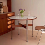 ダイニングテーブル 丸型 セラミック天板 北欧デザイン バウハウス風 円形テーブル スチール脚 コンパクト 家庭用 2人掛け 小さめ 食卓 ブラック ホワイト 幅100cm