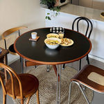 ダイニングテーブル 丸型 セラミック天板 北欧デザイン バウハウス風 円形テーブル スチール脚 コンパクト 家庭用 2人掛け 小さめ 食卓 ブラック ホワイト 幅100cm
