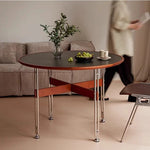 ダイニングテーブル 丸型 セラミック天板 北欧デザイン バウハウス風 円形テーブル スチール脚 コンパクト 家庭用 2人掛け 小さめ 食卓 ブラック ホワイト 幅100cm