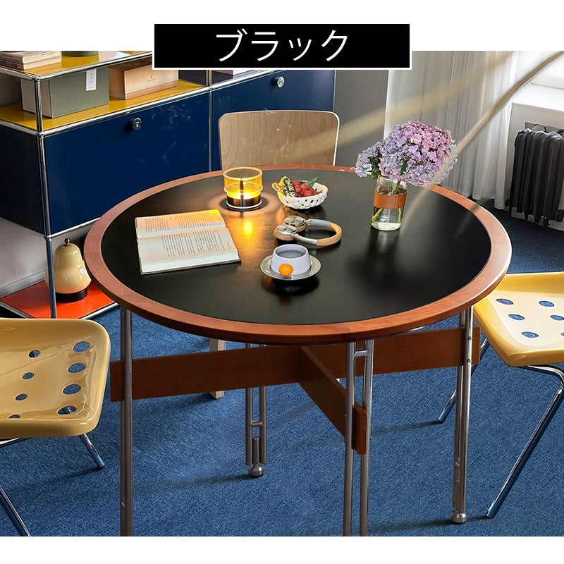 ダイニングテーブル 丸型 セラミック天板 北欧デザイン バウハウス風 円形テーブル スチール脚 コンパクト 家庭用 2人掛け 小さめ 食卓 ブラック ホワイト 幅100cm