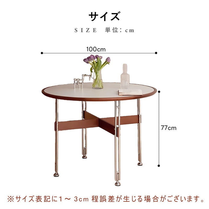 ダイニングテーブル 丸型 セラミック天板 北欧デザイン バウハウス風 円形テーブル スチール脚 コンパクト 家庭用 2人掛け 小さめ 食卓 ブラック ホワイト 幅100cm
