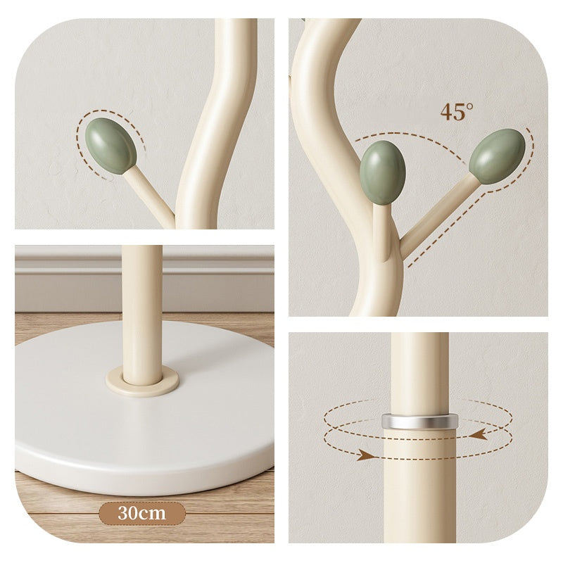 コートハンガー スチール製 高さ180cm ポールハンガー ハンガーラック 立て掛け式 衣類収納 洋服掛け 衣帽架 寝室 ベッドサイド 玄関 ホワイト／ブラック モダン デザイン