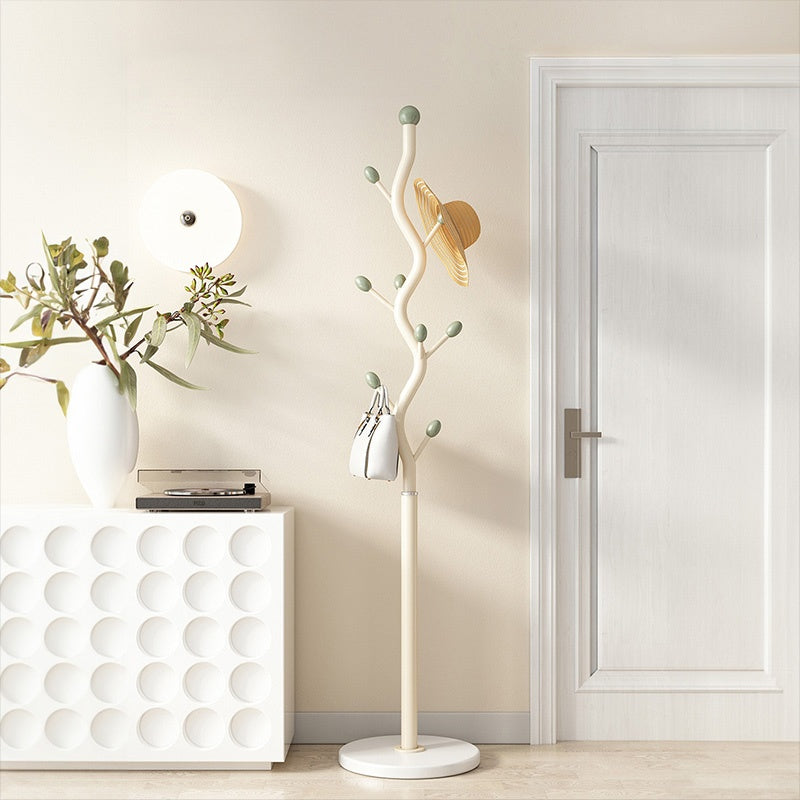 コートハンガー スチール製 高さ180cm ポールハンガー ハンガーラック 立て掛け式 衣類収納 洋服掛け 衣帽架 寝室 ベッドサイド 玄関 ホワイト／ブラック モダン デザイン