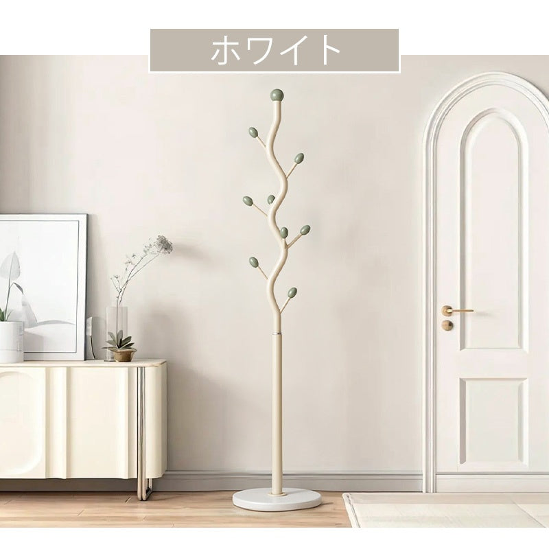 コートハンガー スチール製 高さ180cm ポールハンガー ハンガーラック 立て掛け式 衣類収納 洋服掛け 衣帽架 寝室 ベッドサイド 玄関 ホワイト／ブラック モダン デザイン