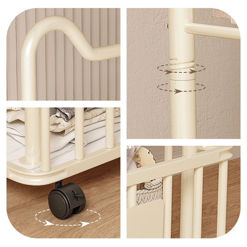 ハンガーラック ダブルバー仕様 幅60cm／80cm スチール製 キャスター付き（ストッパー機能） 収納カゴ付き コートハンガー 洋服掛け 寝室 ベッドサイド ブラック／ホワイト モダン かわいい