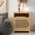 ナイトテーブル,サイドテーブル,ラタン,収納,リビング,寝室,ベッドルーム,ナチュラル,無垢材,ナチュラルなカラー