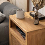 ナイトテーブル,サイドテーブル,ラタン,収納,リビング,寝室,ベッドルーム,ナチュラル,無垢材,おすすめ