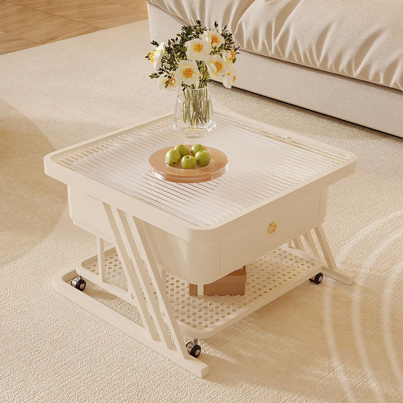 セラミック天板 ローテーブル 幅60+幅50 スチール製 リビングテーブル かわいい 小型 白 ホワイト ベージュ モダン デザイン おしゃれ センターテーブル コーヒーテーブル サイドテーブル ローテーブル 座卓 収納付 引き出し付き