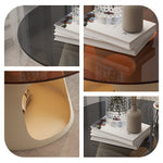 スチール製 ローテーブル 幅60cm 丸型 猫用スペース付き 可愛い 収納テーブル ガラス天板 小型 リビングテーブル カフェテーブル クリエイティブデザイン インテリア 個性 小?型向け