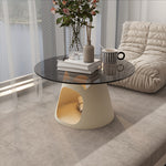 スチール製 ローテーブル 幅60cm 丸型 猫用スペース付き 可愛い 収納テーブル ガラス天板 小型 リビングテーブル カフェテーブル クリエイティブデザイン インテリア 個性 小?型向け