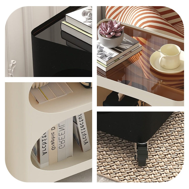 スチール サイドテーブル ローテーブル 可移動ワゴン 収納ラック ソファ横テーブル ミニテーブル 置物ラック 小型ワゴン 白 ホワイト 黒 ブラック おしゃれ 高級感 省スペース