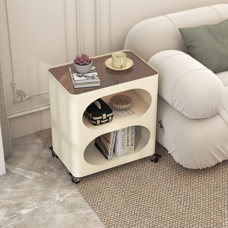 スチール サイドテーブル ローテーブル 可移動ワゴン 収納ラック ソファ横テーブル ミニテーブル 置物ラック 小型ワゴン 白 ホワイト 黒 ブラック おしゃれ 高級感 省スペース