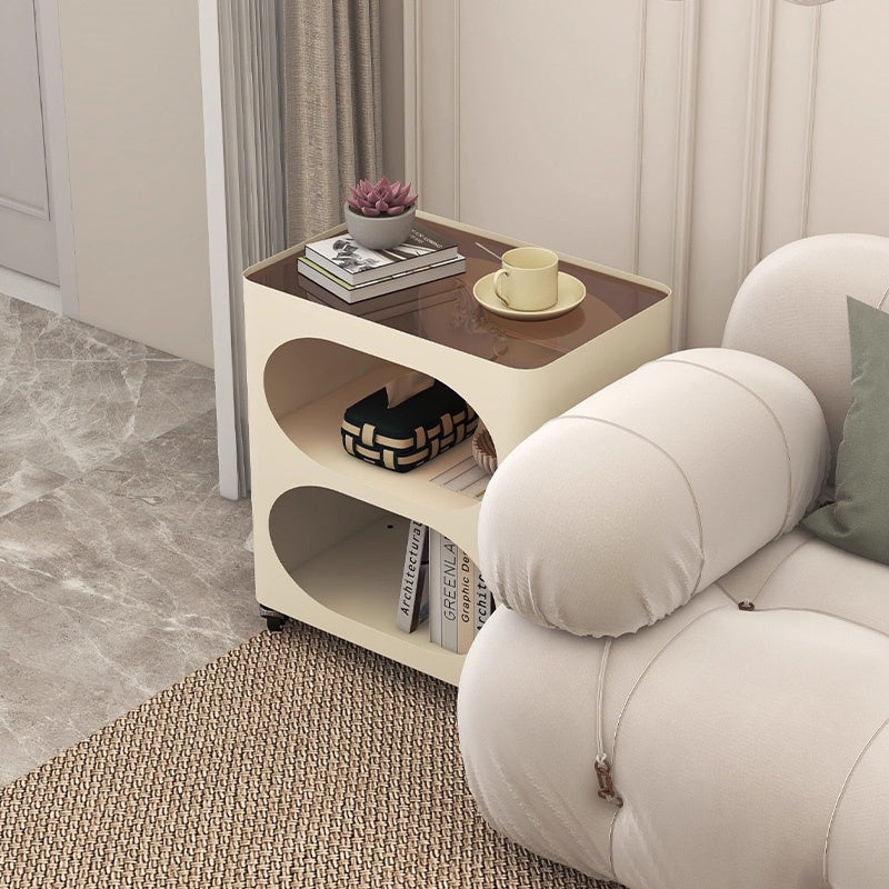 スチール サイドテーブル ローテーブル 可移動ワゴン 収納ラック ソファ横テーブル ミニテーブル 置物ラック 小型ワゴン 白 ホワイト 黒 ブラック おしゃれ 高級感 省スペース