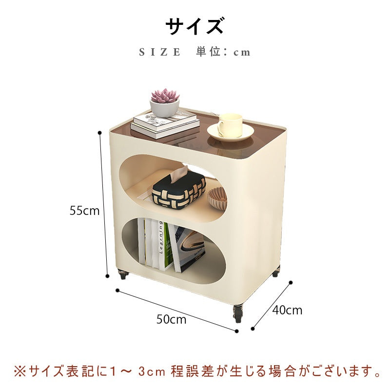 スチール サイドテーブル ローテーブル 可移動ワゴン 収納ラック ソファ横テーブル ミニテーブル 置物ラック 小型ワゴン 白 ホワイト 黒 ブラック おしゃれ 高級感 省スペース