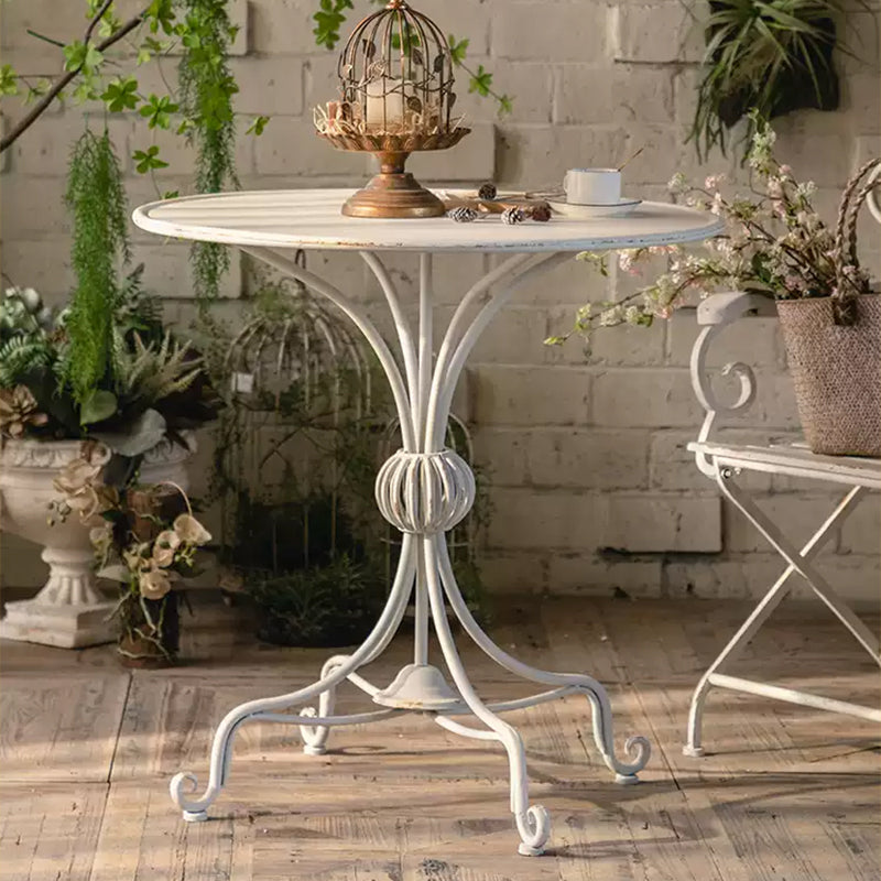 ガーデンテーブル フレンチレトロ 丸テーブル スチール製 小円卓 アンティーク調 カフェテーブル 屋外対応 庭 ガーデン テラス バルコニー ベランダ アフタヌーンティー おしゃれ