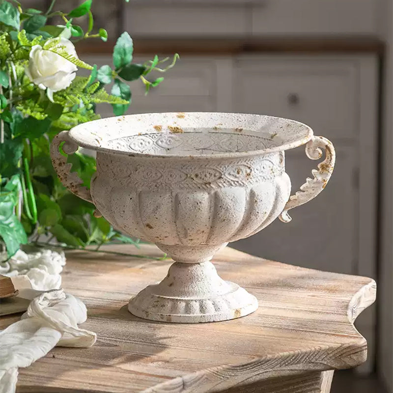 フラワーベース アンティーク調 フレンチレトロ カップ型 花器 トロフィー風 ドライフラワー対応 装飾オブジェ 置物 インテリア ディスプレイ リビング 玄関 店舗 民泊 おしゃれ