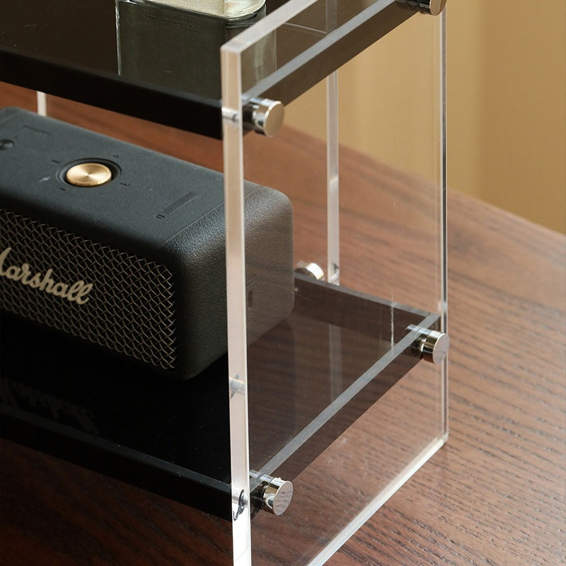 アクリル製 香水ラック 幅40cm 卓上2段収納 化粧品ラック ドレッサー整理 置物棚 透明デザイン 小物収納 おしゃれ シンプル 省スペース インテリアラック