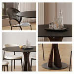 丸テーブル,ダイニングテーブル,2人掛け,4人掛け,食卓,食事テーブル,ブラック,セラミック,モダン,カフェ風,ディテール