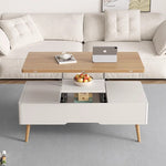 Casaconer | テーブル・ローテーブル・サイドテーブル・センターテーブル・ダイニングテーブル・昇降テーブル・多機能テーブル・ナチュラル/グレー・高さ49~68cm・多機能デザイン・無垢材・収納ワゴン・キャスター付き・在宅ワーク・コンパクト家具