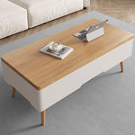 Casaconer | テーブル・ローテーブル・サイドテーブル・センターテーブル・ダイニングテーブル・昇降テーブル・多機能テーブル・ナチュラル/グレー・高さ49~68cm・多機能デザイン・無垢材・収納ワゴン・キャスター付き・在宅ワーク・コンパクト家具