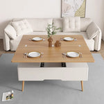 Casaconer | テーブル・ローテーブル・サイドテーブル・センターテーブル・ダイニングテーブル・昇降テーブル・多機能テーブル・ナチュラル/グレー・高さ49~68cm・多機能デザイン・無垢材・収納ワゴン・キャスター付き・在宅ワーク・コンパクト家具