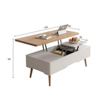 Casaconer | テーブル・ローテーブル・サイドテーブル・センターテーブル・ダイニングテーブル・昇降テーブル・多機能テーブル・ナチュラル/グレー・高さ49~68cm・多機能デザイン・無垢材・収納ワゴン・キャスター付き・在宅ワーク・コンパクト家具