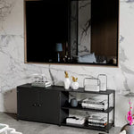 テレビボード スチールフレーム ローボード 収納棚 シェルフ一体型 北欧風 モダンデザイン リビング収納 寝室 ディスプレイ 幅150cm／180cm シンプル おしゃれ