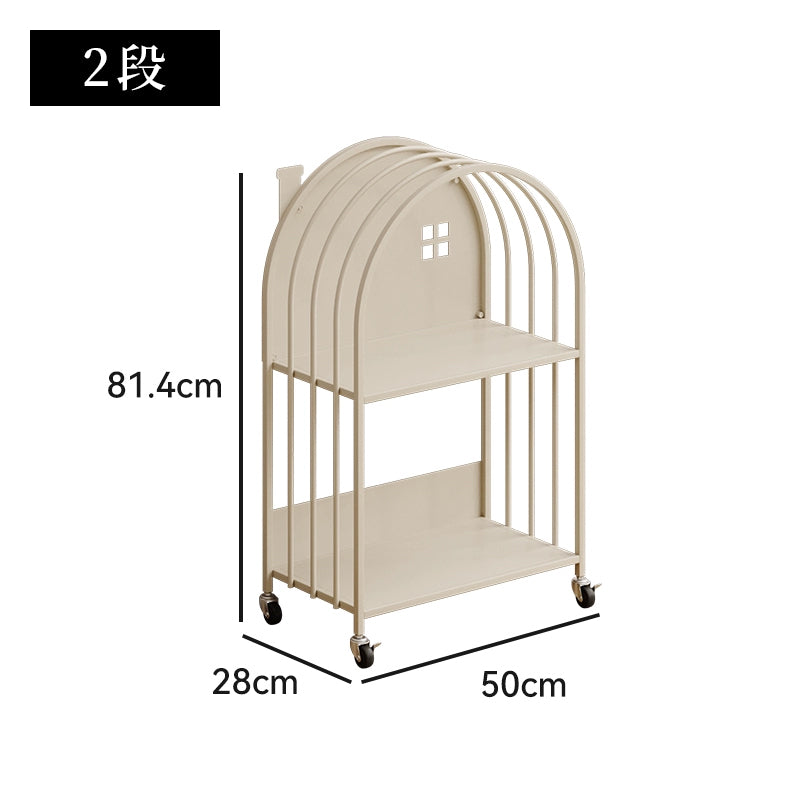 キッズ絵本ラック 幅50cm 2段／3段／4段 スチール製 収納ラック 落地式 キャスター付き おもちゃ収納 小型書棚 シンプルデザイン 大容量 展示ラック 子ども部屋収納