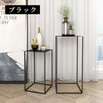 スチール製 ディスプレイラック 完成品 サイドテーブル 高さ54cm／74cm 置物スタンド 壁寄せラック インテリア展示台 マットブラック シンプルデザイン オフィス・リビング収納