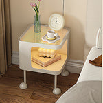 脚の取り付けが必要 金属製 ナイトテーブル スチール 幅35cm ガラス天板 ベッドサイドテーブル ソファ横テーブル 収納ラック サイドテーブル 白 ホワイト White 黒 ブラック Black 寝室向け シンプル モダン 省スペース 小型 家具