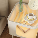 脚の取り付けが必要 金属製 ナイトテーブル スチール 幅35cm ガラス天板 ベッドサイドテーブル ソファ横テーブル 収納ラック サイドテーブル 白 ホワイト White 黒 ブラック Black 寝室向け シンプル モダン 省スペース 小型 家具